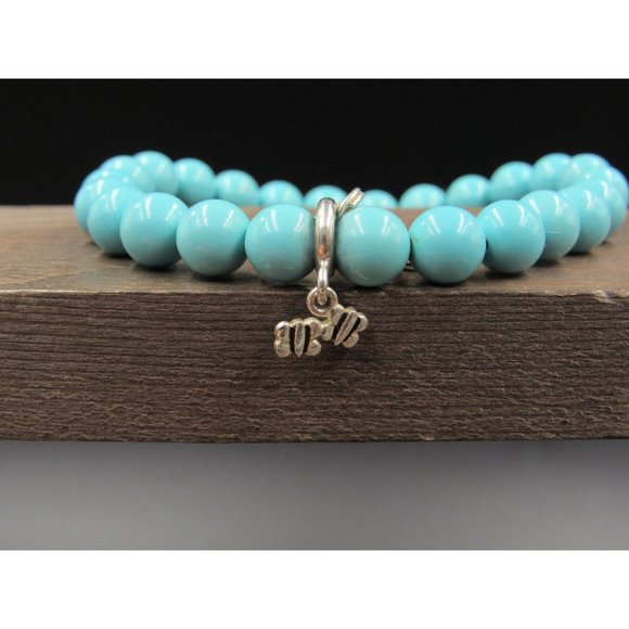 7" Sterling Silver Expandable Faux Stone Peace Butterfly Charm Bracelet Vintage - Picture 2 of 8